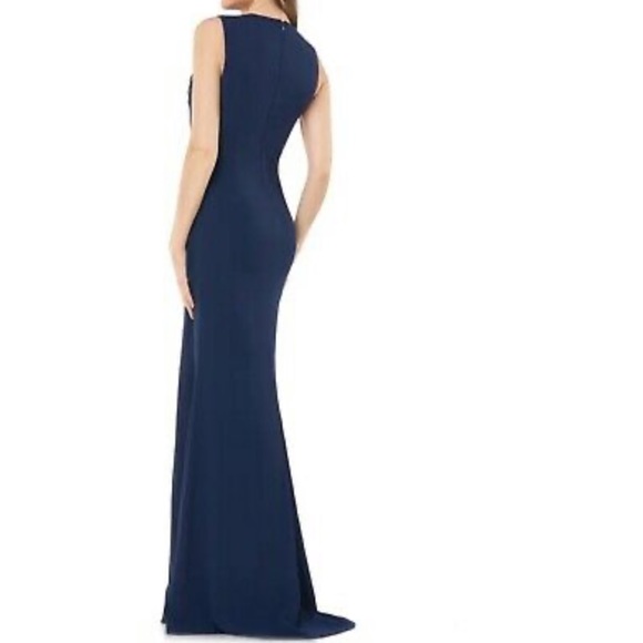 NWOT Carmen Marc Valvo Asymmetrical Chiffon Gown - Picture 3 of 14